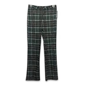 BP Flare Pants Classic Plaid Design High-Rise Waist Soft Fabric Green W XS NWT